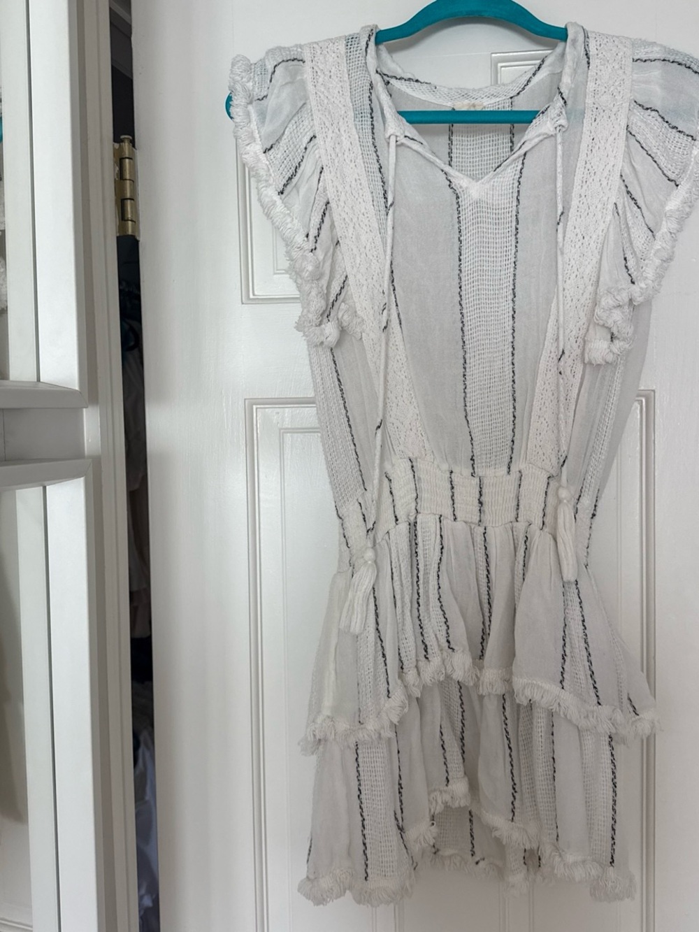 Surf Gypsy White Striped Mini Dress
